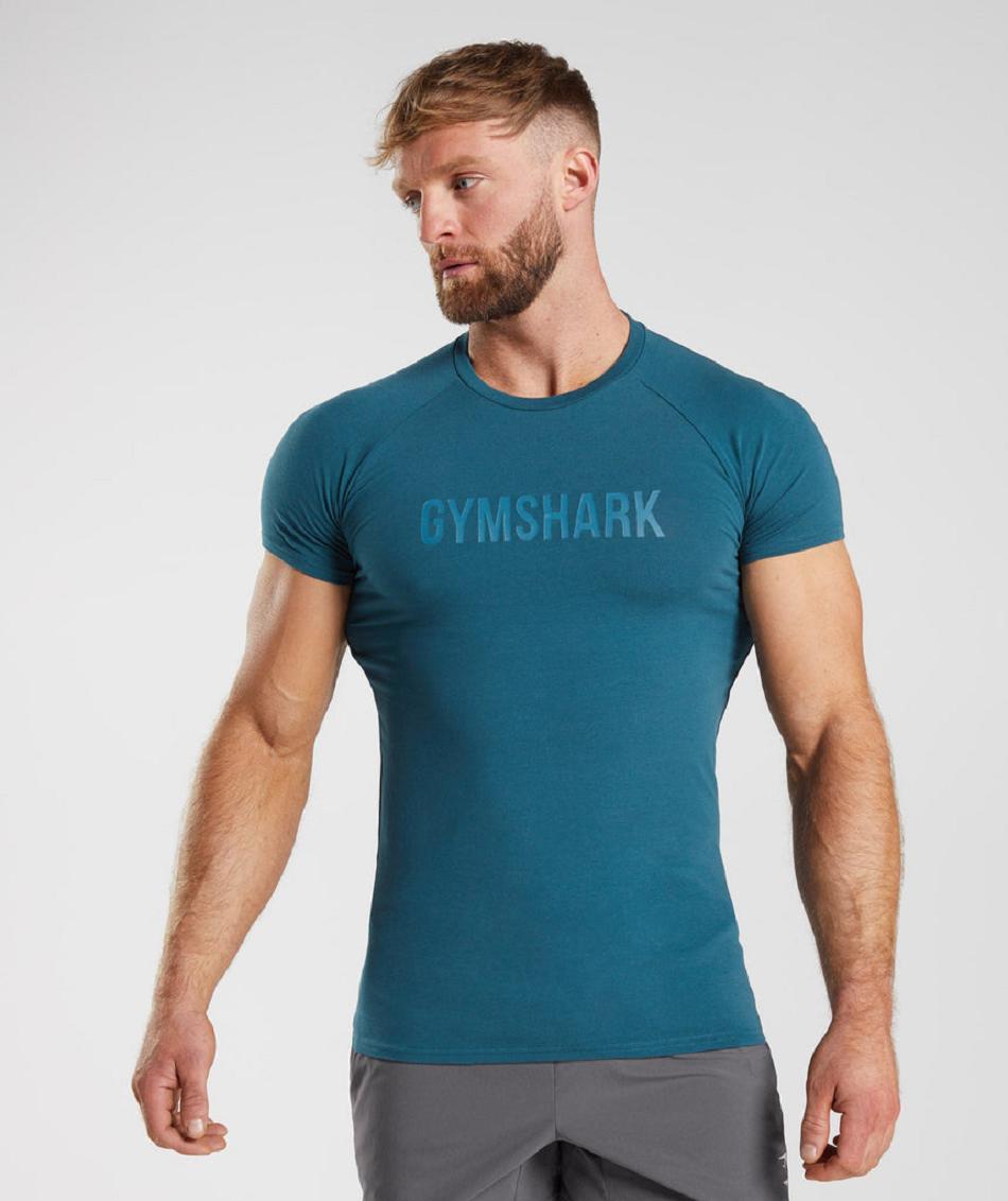 T Shirts Gymshark Apollo Hombre Azules | CO 3373UZG